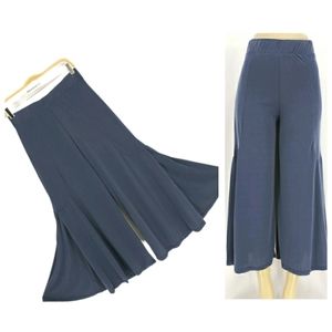 New COA Knit Palazzo Wide Leg Cropped Pants in Steel Blue